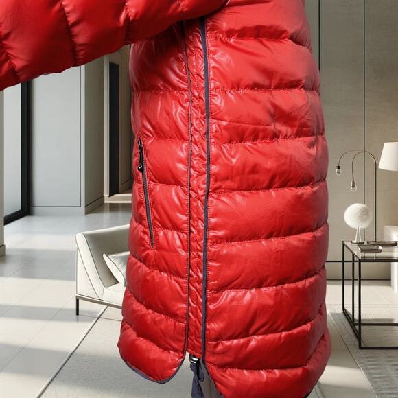 Women's Snowflying Knee-Length Down Jacket (Red) - Picture 5 of 7